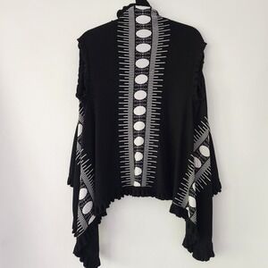 Adore black white open front cardigan‎ sleeveless womens size L